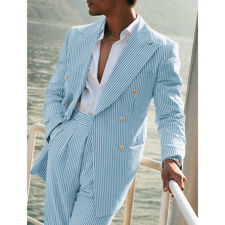 Costume D'invité De Mariage À Rayures Pour Hommes | Double Boutonnage