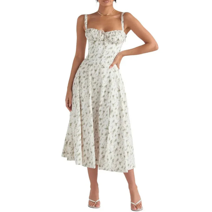 Robe Femme Col En V Sans Manches | Midi