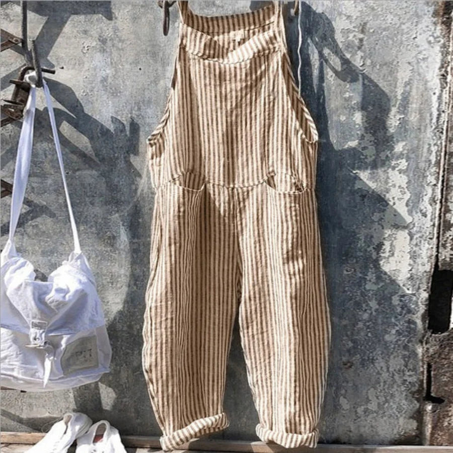 Combinaison Sans Manches À Coupe Décontractée Pour Femmes | Striped