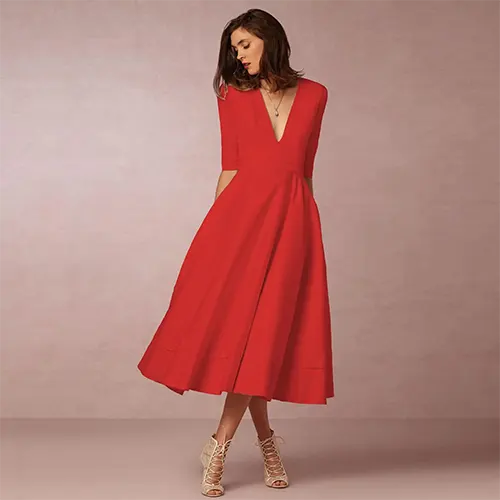 Robe De Soirée Élégante Et Côtelée Pour Femmes | Midi