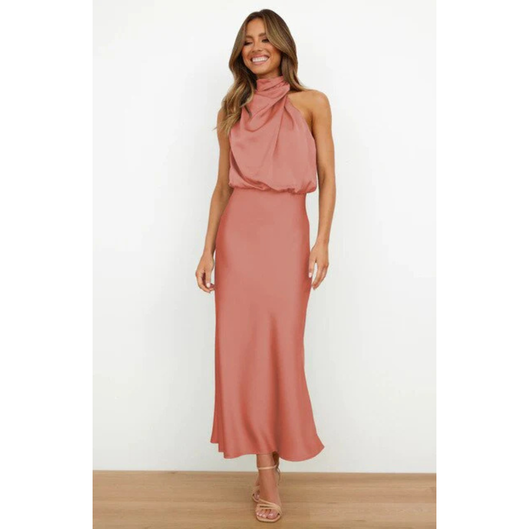 Robe D'invité De Mariage Sans Manches À Col Licou Pour Femmes | Maxi