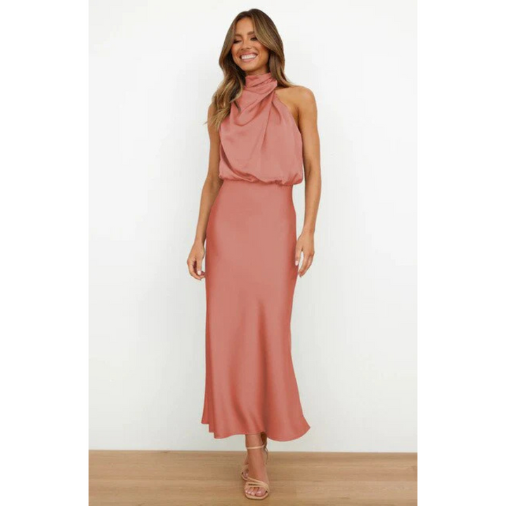 Robe D'invité De Mariage Sans Manches À Col Licou Pour Femmes | Maxi