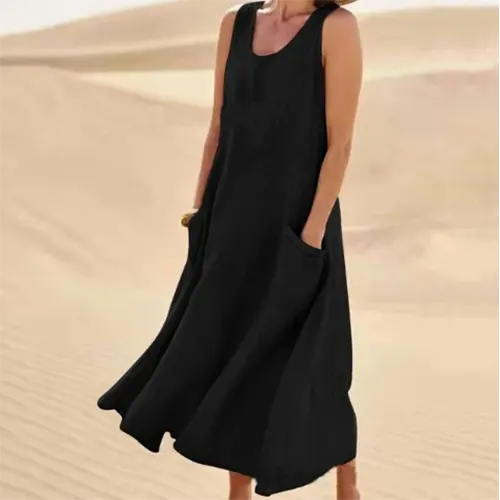 Vestito Estivo Svasato Senza Maniche Per Donne | Midi