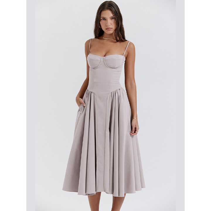 Robe D'invité De Mariage D'été Plissée À Bretelles Spaghetti | Maxi