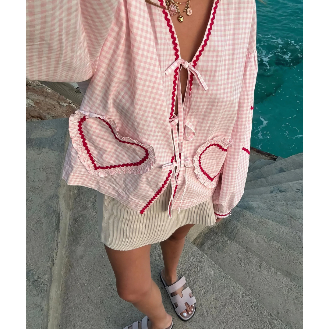 Chemise Pour Femme Avec Fermeture À Nœud | Poches En Forme De Cœur