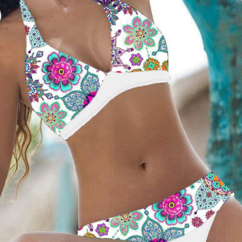 Bikini da spiaggia con stampa halter per donna | Elegante