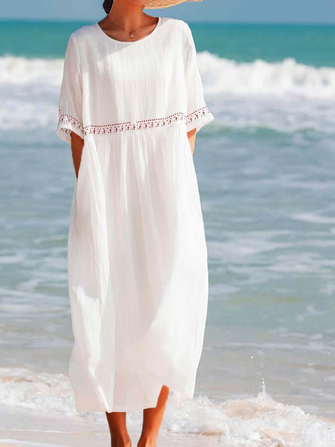 Robe D'été Élégante Et Évasée À Smocks Pour Femmes | Midi