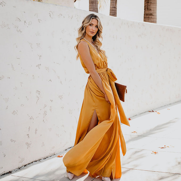 Femmes Robe Sans Manches Fendue | Maxi