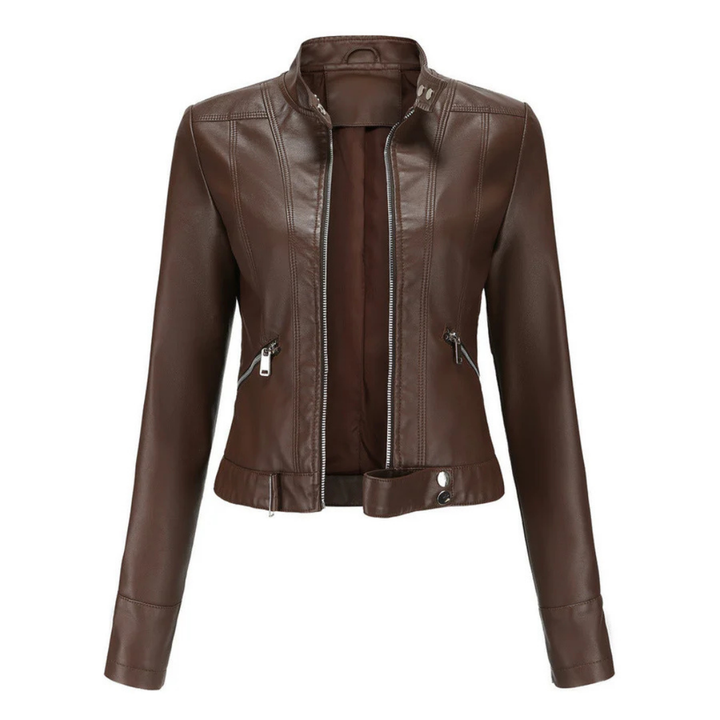 Veste De Motard Courte À Manches Longues Pour Femmes | Fermeture Éclair