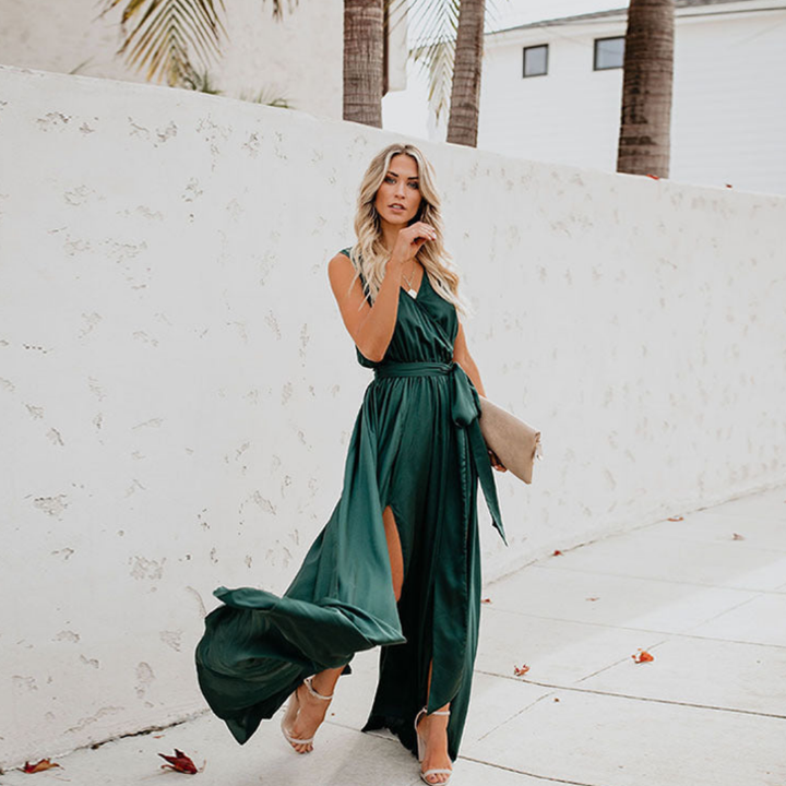 Femmes Robe Sans Manches Fendue | Maxi