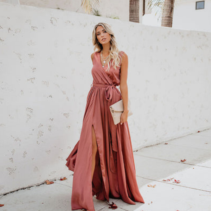 Femmes Robe Sans Manches Fendue | Maxi