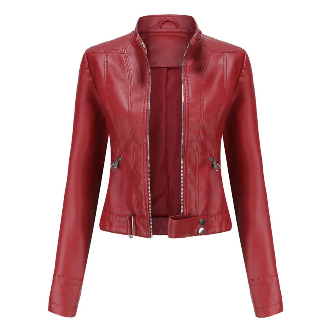 Veste De Motard Courte À Manches Longues Pour Femmes | Fermeture Éclair