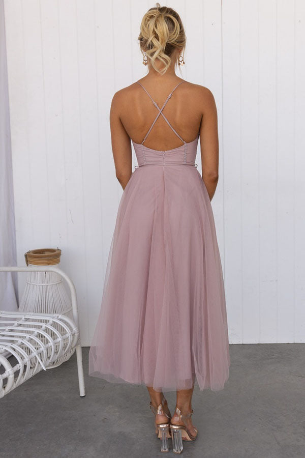 Hochzeitsgastkleid mit Korsett für Frauen | Midi