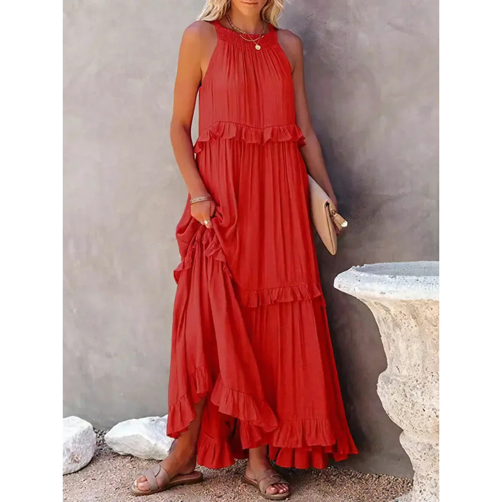 Robe D'invité De Mariage À Ourlet Volanté Et Dos Nu | Maxi