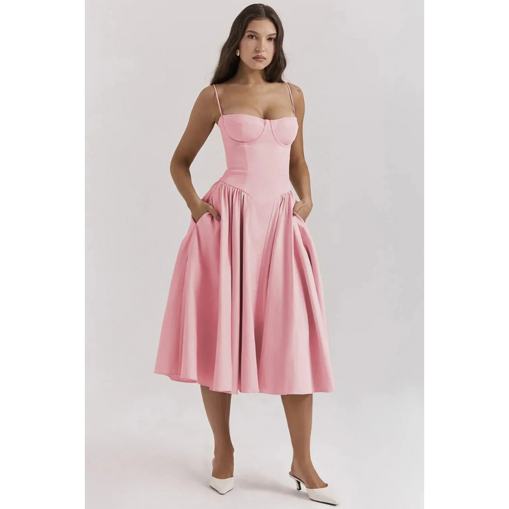 Robe D'invité De Mariage D'été Plissée À Bretelles Spaghetti | Maxi