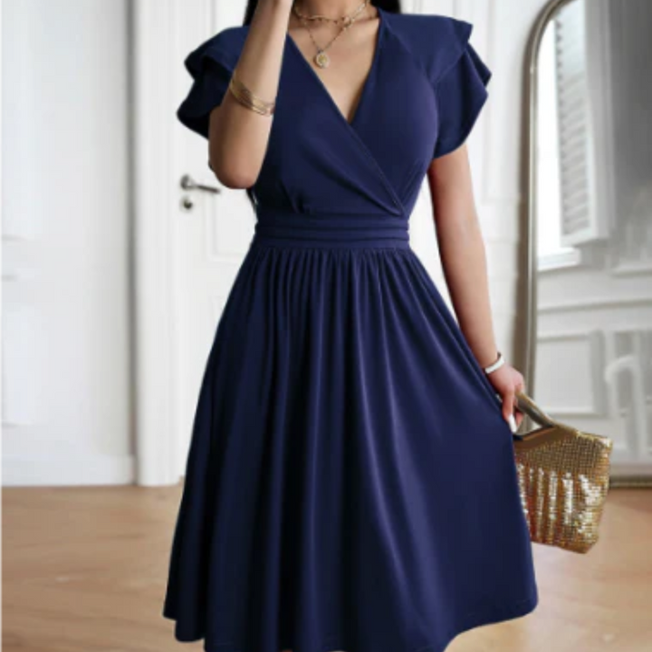 Donne Abito Maniche Corte Con Scollo A V | Mini