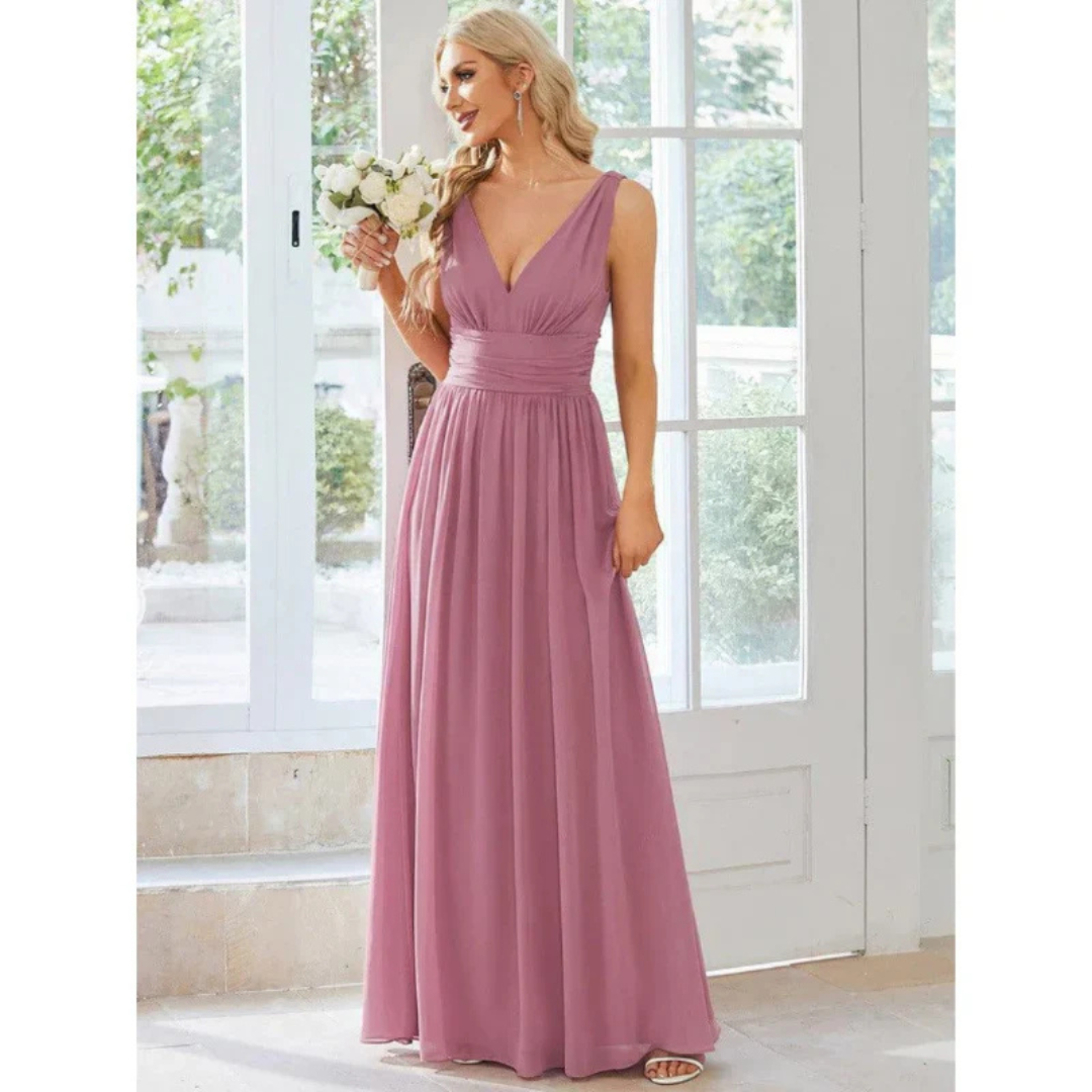 Robe D'invité De Mariage Sans Manches À Col En V | Maxi