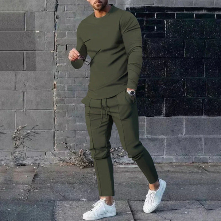 Ensemble Décontracté À Manches Longues Et Coupe Slim Pour Homme | Deux Pièces