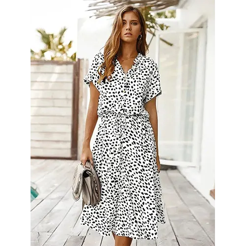 Vestito Camicia Elegante Estiva Per Donne | Midi