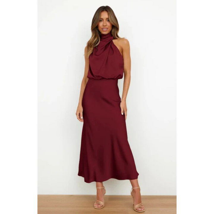 Robe D'invité De Mariage Sans Manches À Col Licou Pour Femmes | Maxi