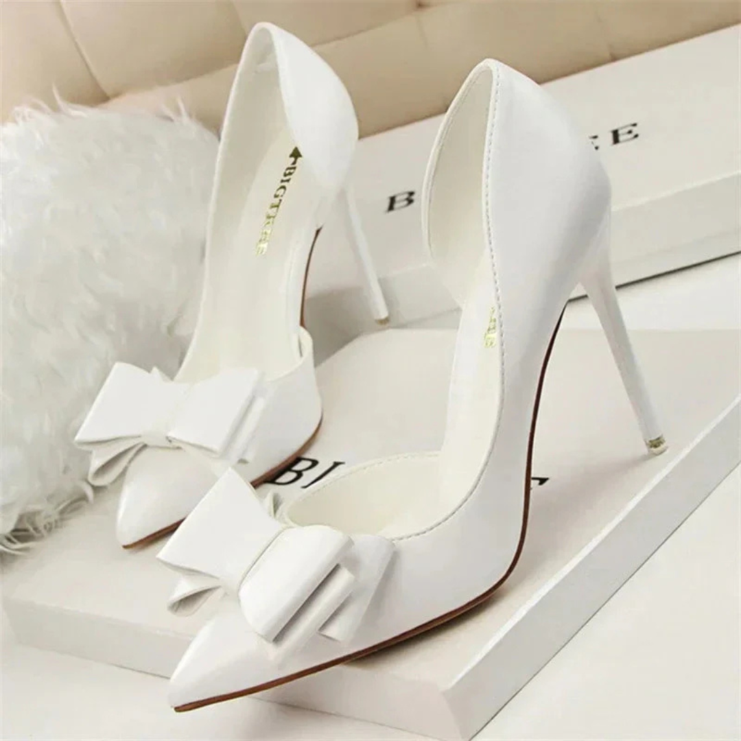 Sandales À Talons Avec Nœud Rose De La Femme | Pointues