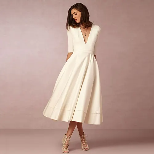 Robe De Soirée Élégante Et Côtelée Pour Femmes | Midi