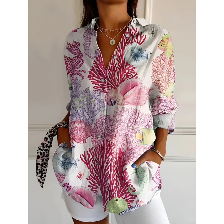 Chemise À Manches Longues Imprimée Et Décontractée Pour Femmes | Boutonné