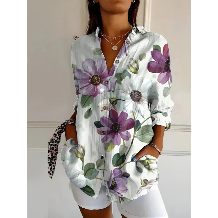 Chemise À Manches Longues Imprimée Et Décontractée Pour Femmes | Boutonné