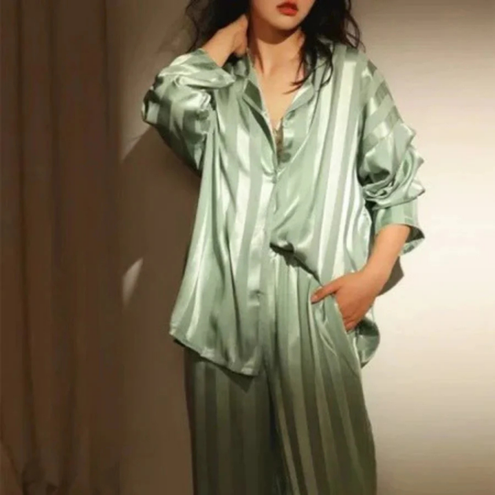 Femmes Pyjama Confortable Rayé Ensemble | Manches Longues