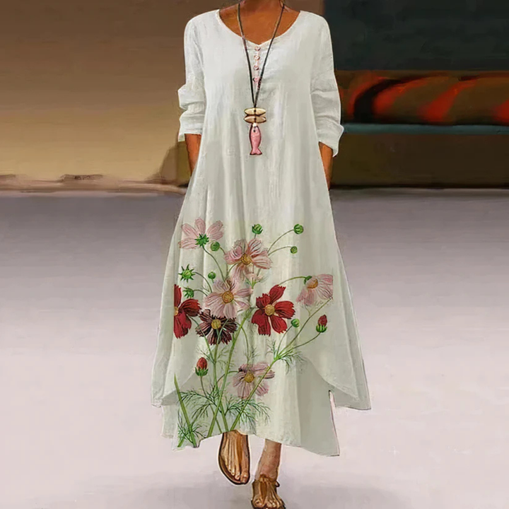 Femmes Robe Manches Longues À Motif Floral | Maxi