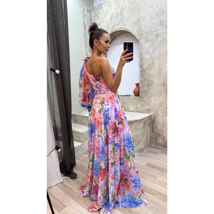 Robe D'invité De Mariage Asymétrique À Imprimé Floral | Maxi