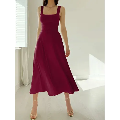 Robe D'invité De Mariage Élégante Et Sans Manches Pour Femmes | Midi