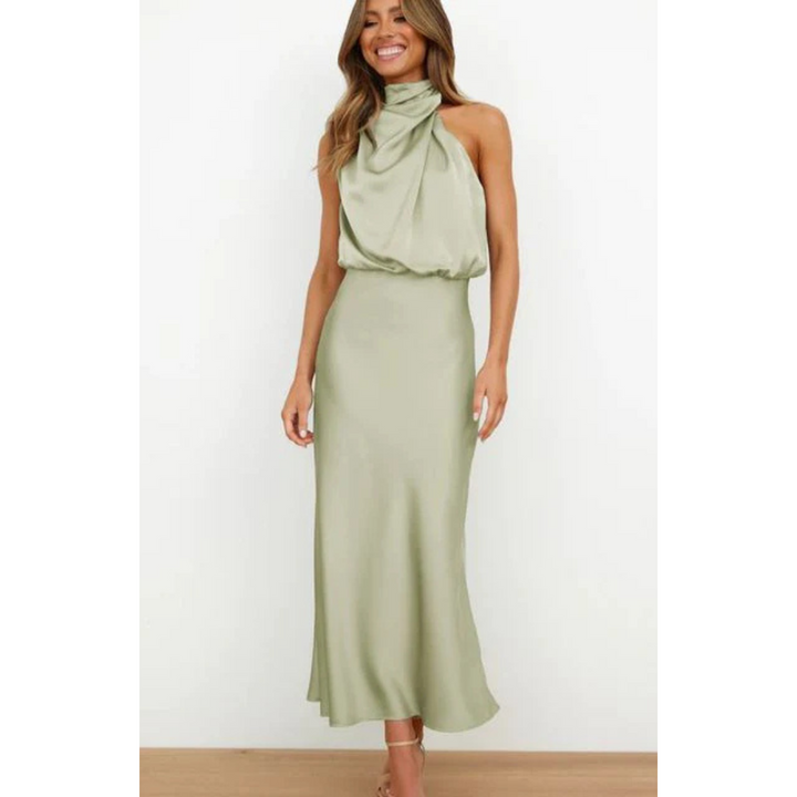 Robe D'invité De Mariage Sans Manches À Col Licou Pour Femmes | Maxi
