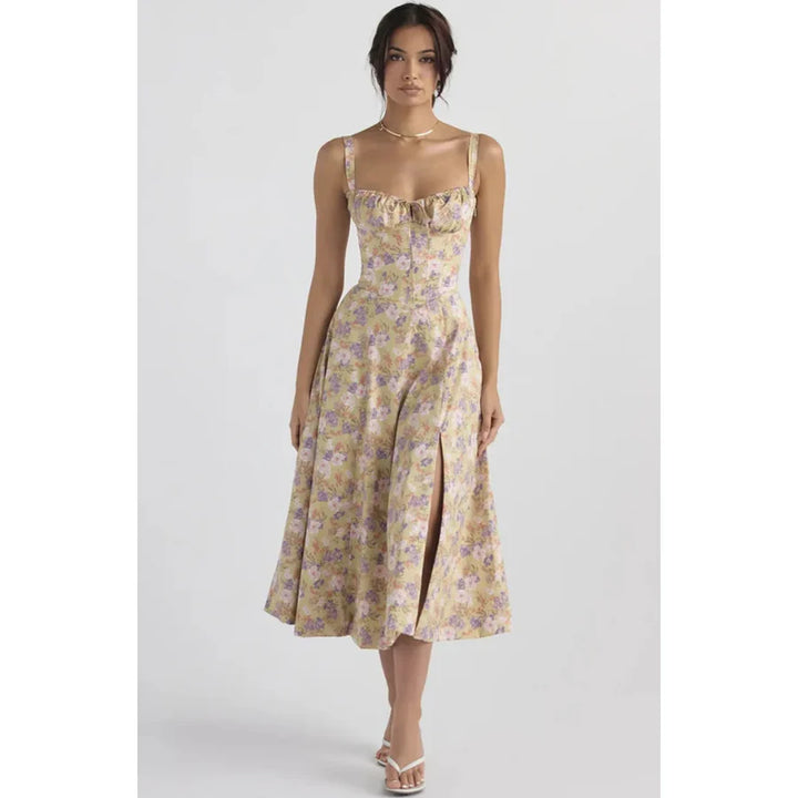 Robe Femme Col En V Sans Manches | Midi