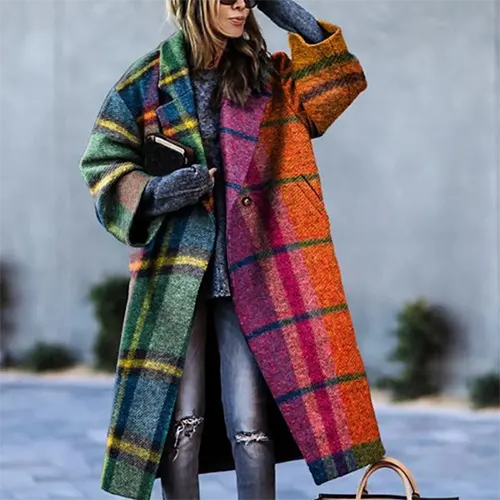 Manteau D'hiver Imprimé Surdimensionné Pour Femmes | Long