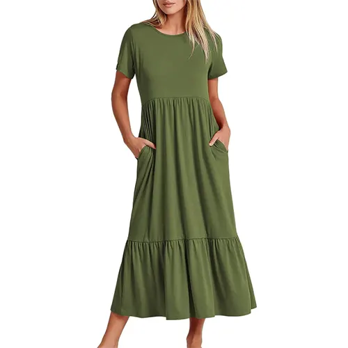 Robe D'été A Line À Manches Courtes | Midi