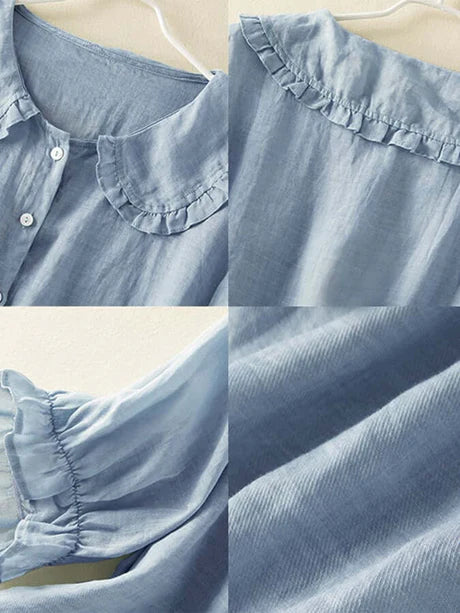Chic Summer Shirt with Loose Ruffles for Women | Mid-length sleeves