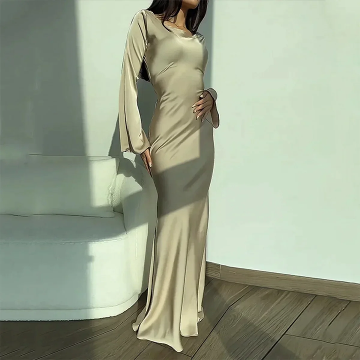 Vestito elegante e aderente a maniche lunghe per donna |  Maxi