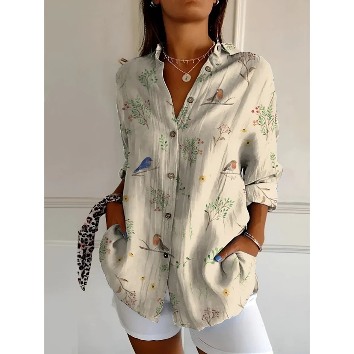 Chemise À Manches Longues Imprimée Et Décontractée Pour Femmes | Boutonné