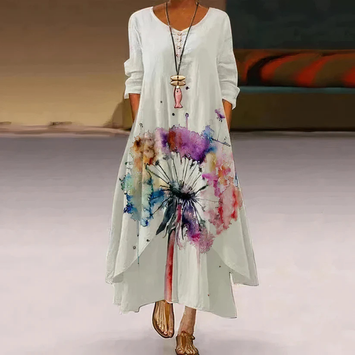 Femmes Robe Manches Longues À Motif Floral | Maxi