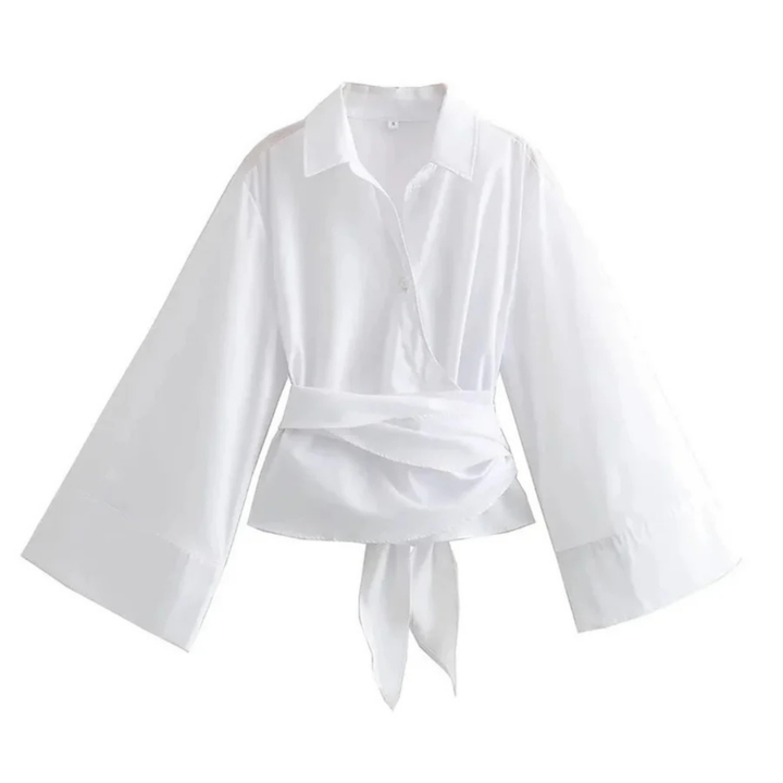 Femmes Chemisier Kimono À Manches Cloche Boutonnées | Ceinture À Large Boucle
