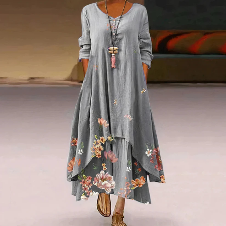 Femmes Robe Manches Longues À Motif Floral | Maxi