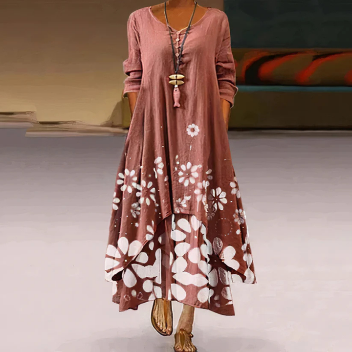 Femmes Robe Manches Longues À Motif Floral | Maxi