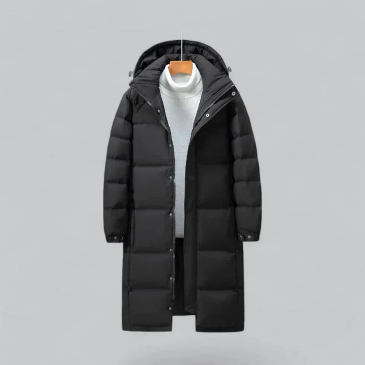 Hommes Capuche Bouton Doudoune | Longue