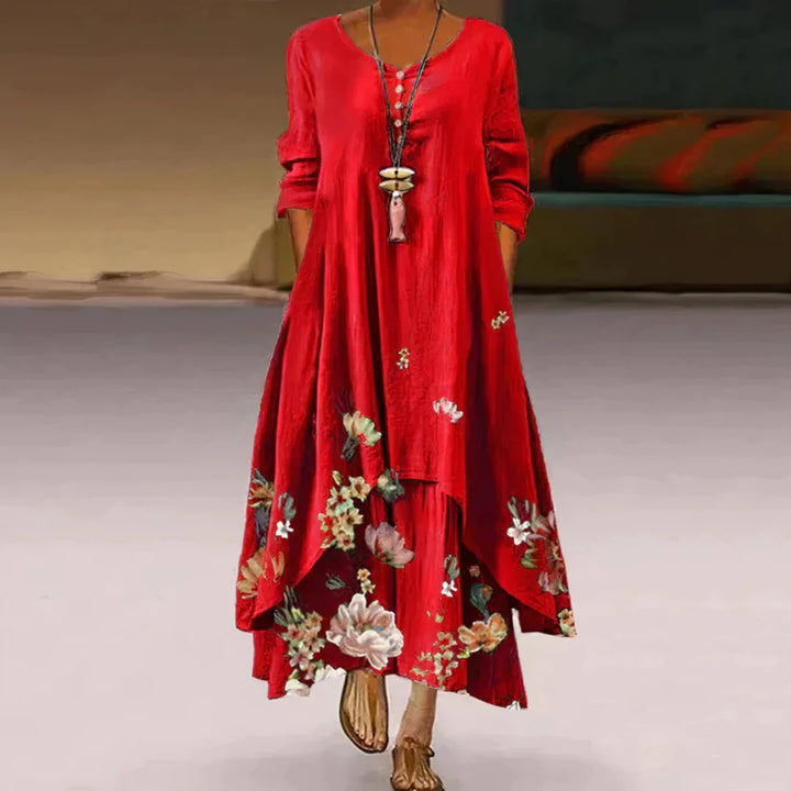 Femmes Robe Manches Longues À Motif Floral | Maxi