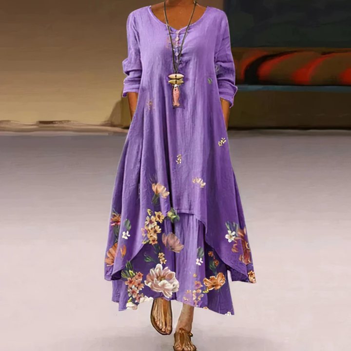 Femmes Robe Manches Longues À Motif Floral | Maxi