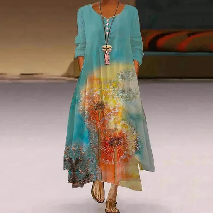 Femmes Robe Manches Longues À Motif Floral | Maxi