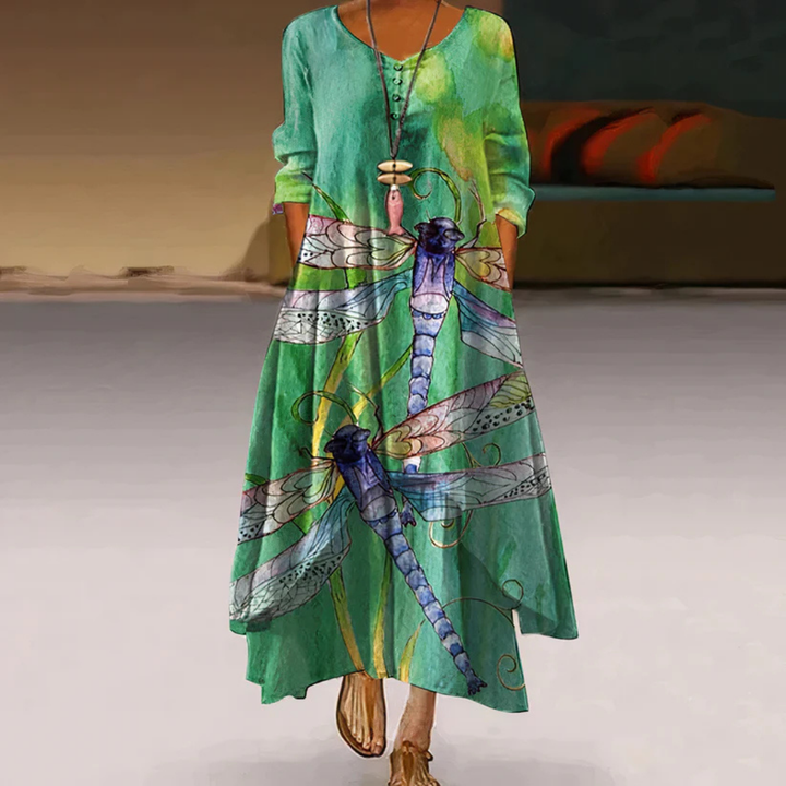 Femmes Robe Manches Longues À Motif Floral | Maxi