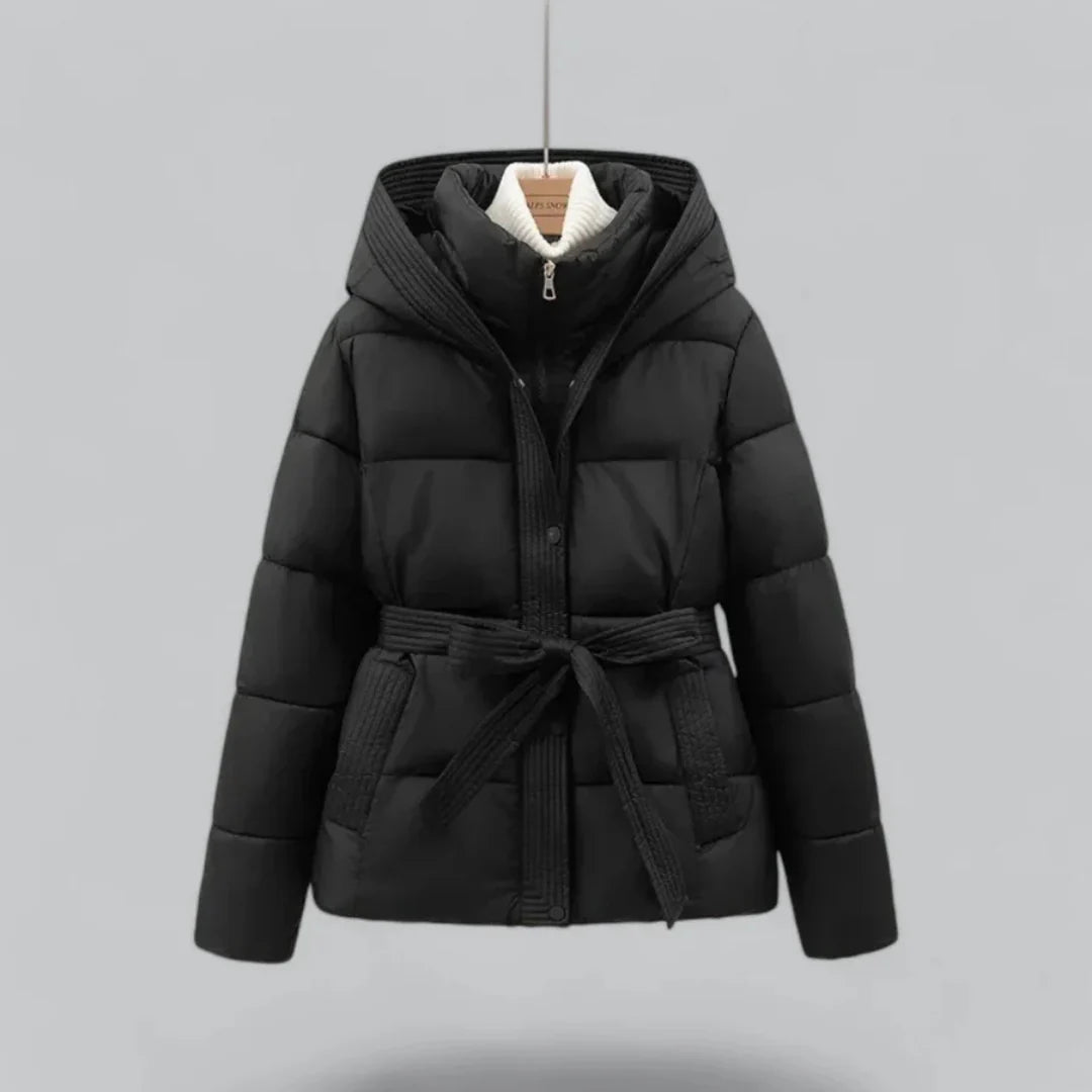 Femmes Hiver Ceinture Capuche Veste | Court