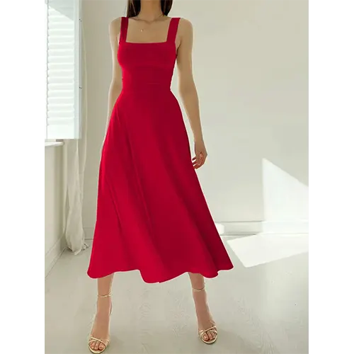 Robe D'invité De Mariage Élégante Et Sans Manches Pour Femmes | Midi